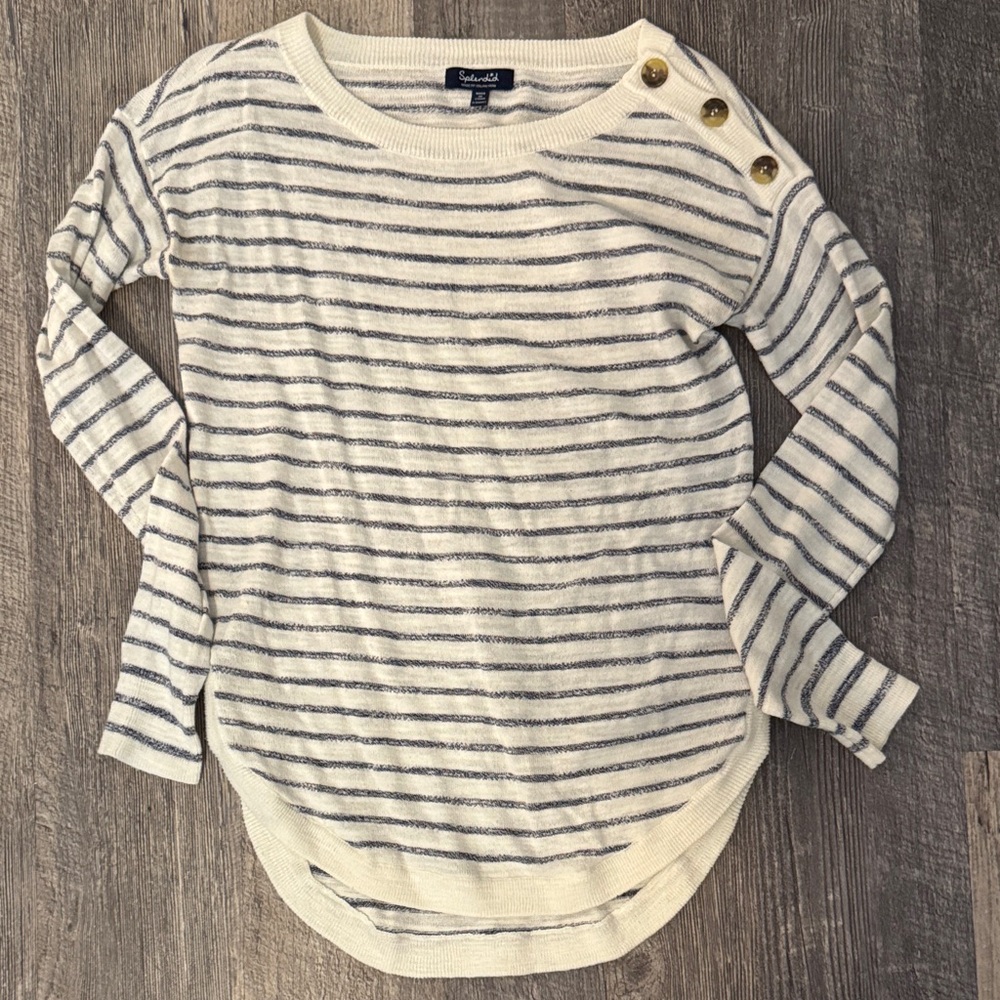 Splendid Cream and navy Striped Knit XS